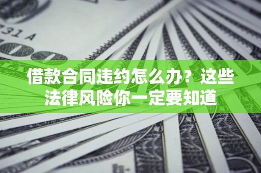 武汉借款合同违约怎么办？这些法律风险你一定要知道